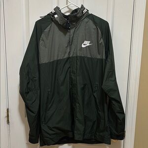 Nike Green and Gray Windbreaker with High Collar